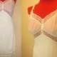 1960s Vintage Slip Cream Color Nylon Lace Trim Pleated Lingerie Night Shirt Pijamas Sleepwear Bridal Wedding Retro Style Apparel Bedroom