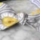 Bow tie in yellow and gray millefiori - Groomsmen and wedding tie - clip on, pre-tied with strap or self tying