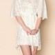 Ready to ship - Elizabeth Scallop Cotton floral Lace Bridal getting ready Robe in ivory