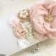 Clutch, Bridal Clutch, Wedding Clutch in Blush, Pink, Ivory, White and Gold with Brooch, Pearls and Crystals