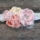 Blush, peach and ivory peony wedding bridal sash. wedding ribbon belt