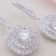 Crystal Bridal Earrings Square Crystal Earrings Cushion Cut Earrings Princess Bridal Earings Halo Earrings Wedding Jewelry Bridal Jewelry
