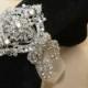 Vintage Style Wedding Bridal Jewelry Rhinestone Crystals Organza Ribbon Bracelet Bangle,Flower Bouquet Wrap,Sash