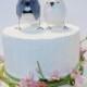 Wedding cake topper birds - Grey and White