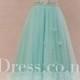 Flower Strap Sweetheart Ball Gown Petal Mint Green Long Prom Dress