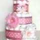 3 tier pink diaper cake Baby Shower Gift / Baby Shower Centerpiece