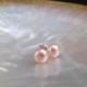 7mm Natural Pink Color AAA Genuine Pearl Earrings, Genuine Pearl Studs, Genuine Pearl Earrings, Genuine Pearl Stud Earrings, 925 Silver Post from ADARNA GALLERY