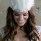 White Feather Crown Bridal Headdress with rhinestone trim, Feather Headpiece, Wedding - New