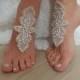 Beach wedding barefoot Rhinestone anklet sandals
