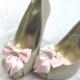 Pink Shoe Clips, Pink Satin Bow Shoe Clip, Pink Wedding Accessories Shoes Clip