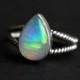 18K white Gold Opal ring - Natural Opal Ring - Engagement ring - Artisan ring - October birthstone - Bezel ring - Gift for her
