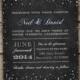 Starry Night Wedding Invitation - Printed or Printable, Chalkboard Lights Engagement Bridal Shower black white under the stars - 