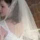 Wedding veil - Elbow Length - two layer bridal veil with tiny satin ribbon trim and blusher