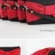 Set of 8 Clutch Bridesmaids, Clutch Wedding / Black with Red Bow Clutches - MADE TO ORDER