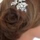 Wedding hair comb, Bridal hair comb, Crystal Wedding headpiece, Leaf hair comb, Vintage style hair comb, Antique silver comb, Hair accessory