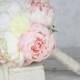 Silk Bride Bouquet Peony Lace Rhinestone Charm