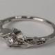 Leaves Engagement Ring - 14K White Gold and Diamond engagement ring, engagement ring, leaf ring, filigree, antique, art nouveau, vintage