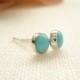 Sterling silver tiny turquoise stud earrings...handmade bridal jewelry, bridesmaid gift, mothers, bridal party gift