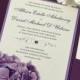 Purple Hydrangea Wedding Invitation, Floral Invitation, Purple Wedding, DEPOSIT