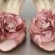 Antique Pink Wedding Shoes with Matching Flower