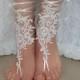 bridal anklet, ivory Beach wedding barefoot sandals, bangle, wedding anklet, free ship, anklet, bridal, wedding - New