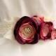 Burgundy Bridal Sash with Lace Leaf Accents