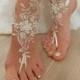 Ivory Gold Beaded Wedding Barefoot Sandals