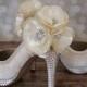 Ivory Closed Toe Shoes with Lace Overlay