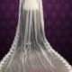 Cathedral Length Lace Wedding Veil Gathered at Top 