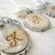 Personalized Bridesmaids Gifts - Birch Bark Wedding Bridesmaids Necklaces - Rustic Initial Monogram Necklace - Silver Birch Bark Jewelry