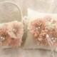 Blush Flower Girl Basket, 3D, Ring Bearer Pillow, Hand dyed Blush and Cream Flower Girl Basket Set Wedding Pillow Elegant and Classic