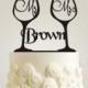 Personalized Mr & Mrs Toasting Wine Glass Wedding Cake Topper 