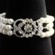 Bridal Bracelet, Pearl Bridal Cuff, Crystal and Pearl Bridal Bracelet, Vintage Style Wedding Jewelry,  Bridal Jewelry,  LONDON 2