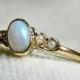 Opal Engagement Ring, Rose Gold Australian Blue Opal Seed Pearl Ring, Antique Opal Ring 14K Rose Gold October Birthday