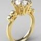 Modern Antique 14K Yellow Gold 3.0 Carat White Sapphire Solitaire Engagement Ring AR135-14KYGWS