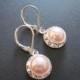 Swarovski Crystal Pink Pearl Drop Earings/ Bridal Jewelry/ Bridesmaid Earings/ Bling Earings