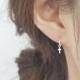 Silver 3mm cross,hoop earrings,sterling silver,petite earrings,dangle,cute earring,dainty jewelry,bridesmaid,wedding,gift for her
