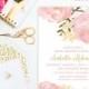 Romantic Garden Peonie Flowers Blush Pink Bridal Shower Invitation Printable