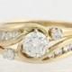 Diamond Engagement Ring & Wedding Band Wrap Set - 14k Yellow Gold Round .75ctw F6965