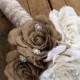 Large Burlap Bouquet - Shabby Chic Wedding - Rustic Wedding - Rustic Bouquet