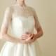 Short scalloped ivory wedding dress