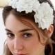 White blossoming flower wedding headband