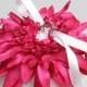 Crimson and white wedding pillow with satin ribbons