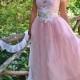Pink laced romantic wedding gown