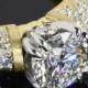 18k Yellow Gold With Platinum Head "Champagne U-Prong Domed Pave" Diamond Engagement Ring