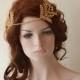 Gold Rhinestone Forehead band, Bridal headband, Bridal Halo, Wedding Hair Accessories, Bridal Hair Accessory
