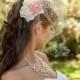Colorful floral netted wedding headband