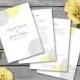 Wedding Program Template - Gray & Yellow Blossom - Fold over - DIY - Four Pages
