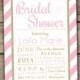 Pink & Gold Bridal Shower Invitation - Printed or Printable, Engagement Wedding Typography Baby Couples Glitter Retro Striped Kitchen - #045