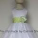 Flower Girl Dresses - WHITE with Key Lime Green (FRBP) - Easter Wedding Communion Bridesmaid - Toddler Baby Infant Girl Dresses